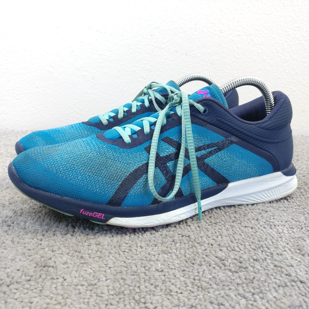 Asics Fuzex Womens Size 9.5 Running Shoes Low Top Sneakers Blue T768N
